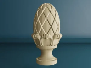 Front view of Wooden Newel Post Cap, Wood Carved Pineapple Finial for Staircase Posts, Bed Posts, and Furniture