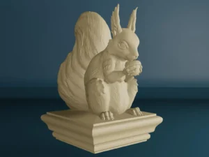 Squirrel Statue, Wooden Squirrel Newel Post Cap, Squirrel Finial for Staircase Pillars, Wood Carved Post Finial, Bed Post Finial