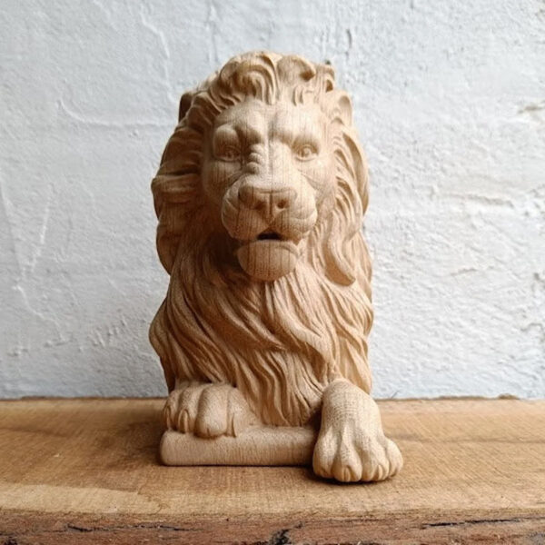 Wood Carved Lion Finial