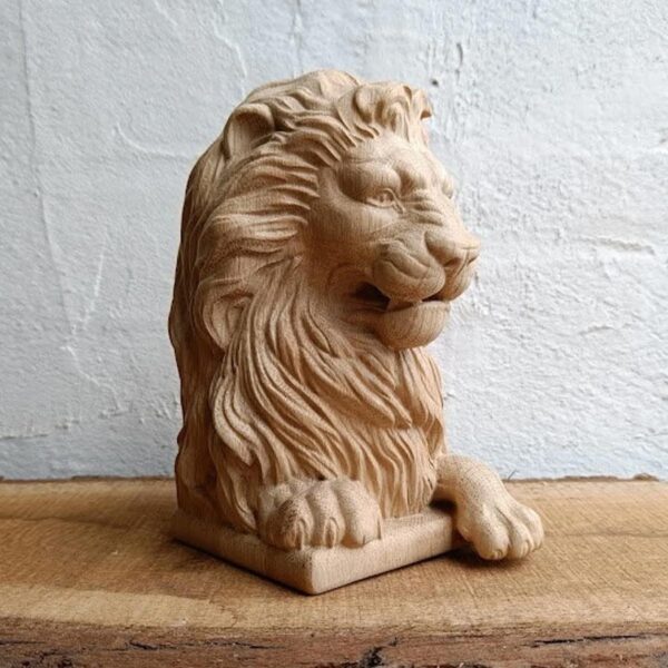 Wood Carved Lion Finial