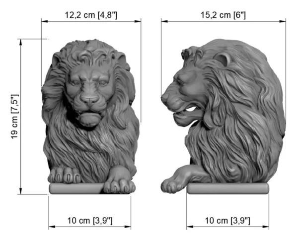 Wood Carved Lion Finial