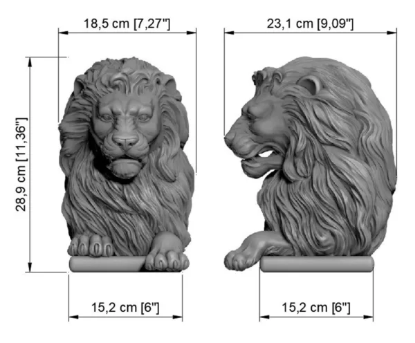 Wood Carved Lion Finial